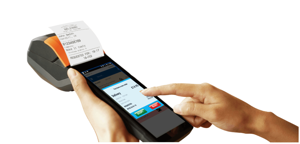 PrinterCo Printer with app screen and receipt