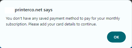 PrinterCo Add card message 1