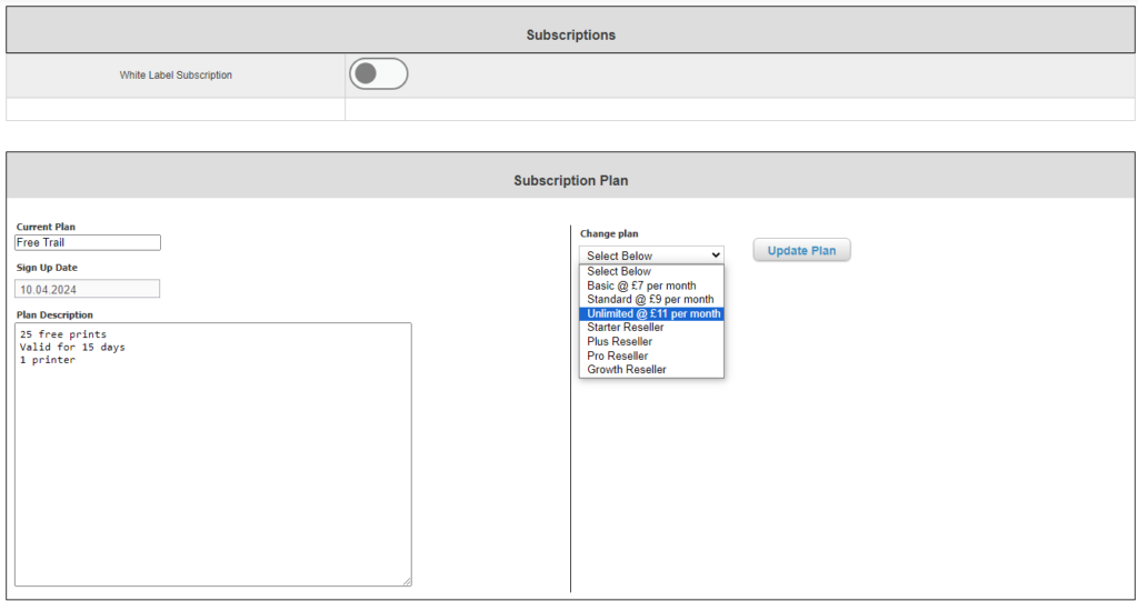 PrinterCo Select plan
